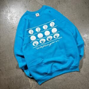 Vintage 80s Washington Seashell Crewneck Baby Blue Large